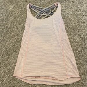 Women's Pink Striped Lulu LemonTank Top